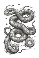 dotwork stars forming a snake slithering tattoo design idea