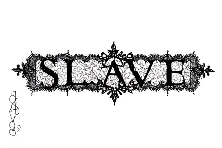 "Slave"  "sissy" "collar" "leash" "slave" "lace" "hyperfeminine" tattoo design idea