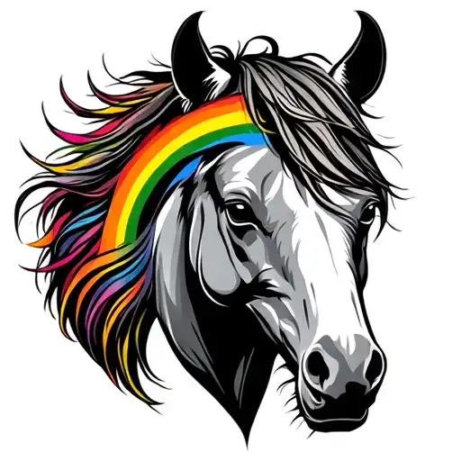 bronco and rainbow colors tattoo design idea