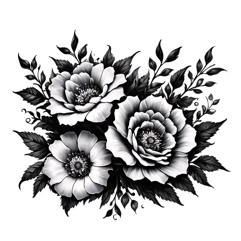 florale gothic style tattoo design idea
