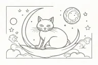  **Cat in the Moon**: A cat sitting on the moon or among the stars, creating an atmosphere of magic and mystery. sketch  tattoo design idea