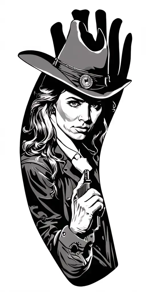 Cinematic Western scene inspired tattoo design idea