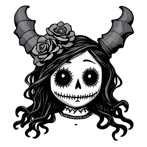 voodoo doll in patchwork tattoo design idea