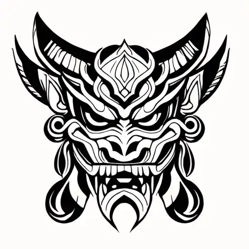 japanese oni mask tattoo design idea
