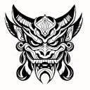 japanese oni mask tattoo design idea