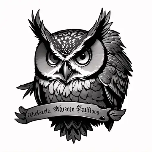 cool owl with nice gravestone engraved with name tattoo design idea