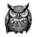 cool owl with nice gravestone engraved with name tattoo design idea