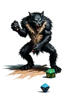 Werewolf holding D20 dice tattoo design idea