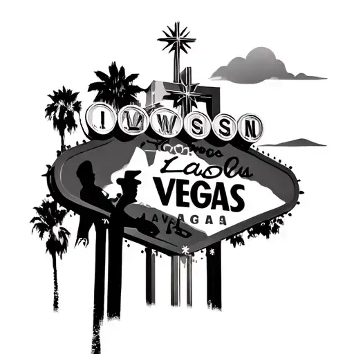 las vegas sign, with dad and son, with sunset tattoo design idea