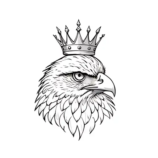 head of a hawk with a crown tattoo design idea