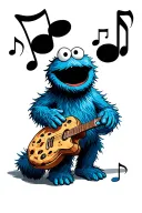 Cookie Monster with music notes tattoo design idea