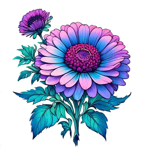 zinnia flower fine line tattoo design idea