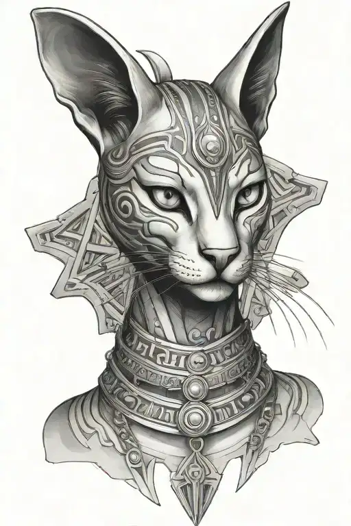Bastet and ankhs  tattoo design idea