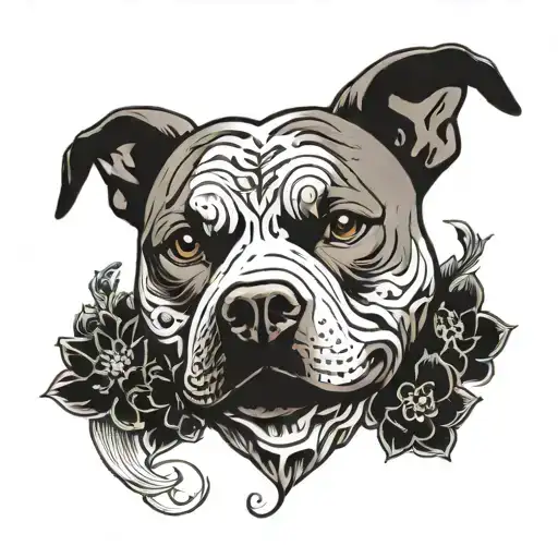 pit bull dog tattoo design idea