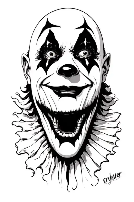 creepy and dark clowns, smile now ,cry later tattoo design idea