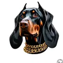 3 headed Doberman with gold chain wrapped tattoo design idea
