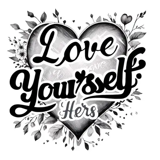 Life Gos on BTS lettering with Love Yourself Herz tattoo design idea