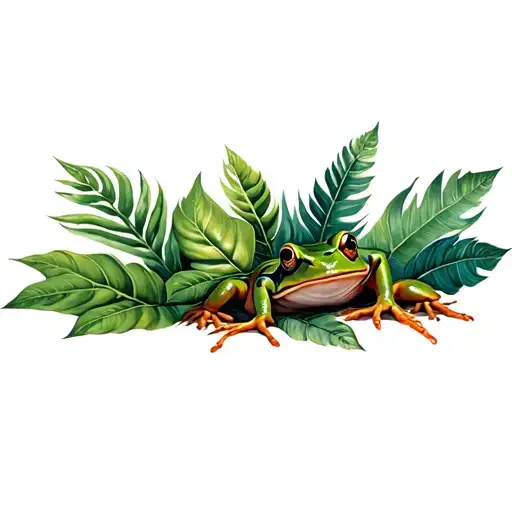 rainforest plants with a frog tattoo design idea