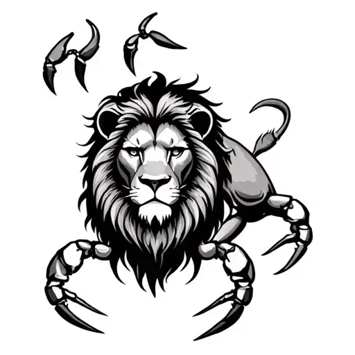 Lion and with crab claws tattoo, Leo and cancer tattoo design idea