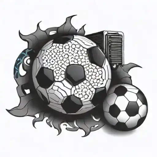A combination of a soccer ball and a cooling fan, symbolizing your love for futebol and air conditioning tattoo design idea