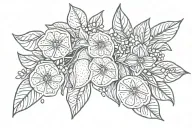 lemons on vine with flowers tattoo design idea