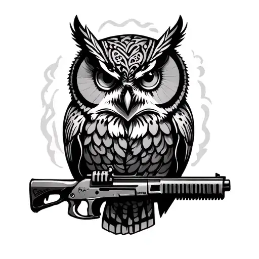 Santa Cruz tikki beach owl rifle tattoo design idea