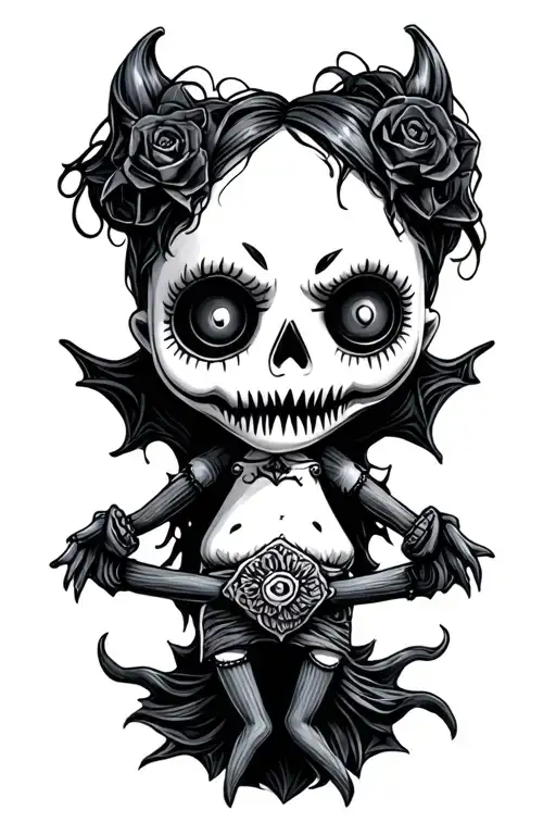 voodoo doll evil tattoo design idea