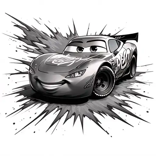 lightning mcqueen fine line tattoo design idea
