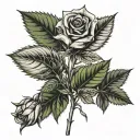 roses and weed leaf tattoo design idea