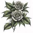 roses and weed leaf tattoo design idea