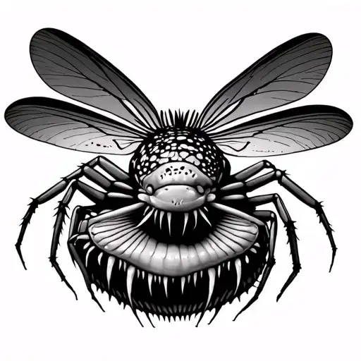 Venus Fly Trap fish and spiders predador realistic tattoo design idea