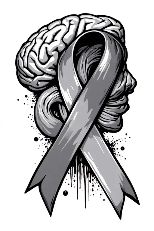 Brain Cancer ribbon tattoo design idea