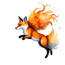 nine tail fox jumping tattoo design idea
