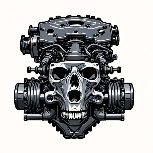 mechanical with V8 engine tattoo design idea