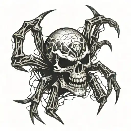 spider and skull tattoo design idea
