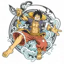 I'd like a tatoo that I could do on my left leg calf that would have references to animes: one piece, bleach, naruto, de tattoo design idea