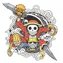 I'd like a tatoo that I could do on my left leg calf that would have references to animes: one piece, bleach, naruto, de tattoo design idea