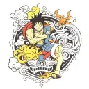 I'd like a tatoo that I could do on my left leg calf that would have references to animes: one piece, bleach, naruto, de tattoo design idea