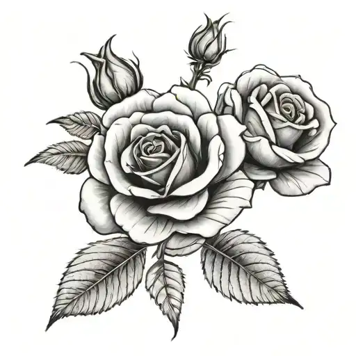 three roses blooming tattoo design idea