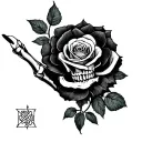 loner skeleton hand with rose tattoo design idea
