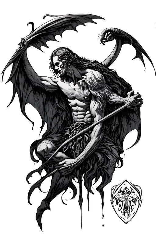 michael killing lucifer tattoo design idea