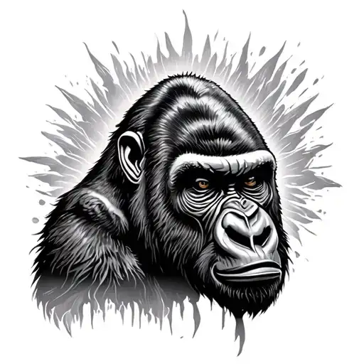 silver back gorilla face coming out of chest tattoo tattoo design idea