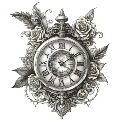 Using the clock and eye details in this tattoo, rearranging them to combine them with the Amor Fati theme is a great ide tattoo design idea