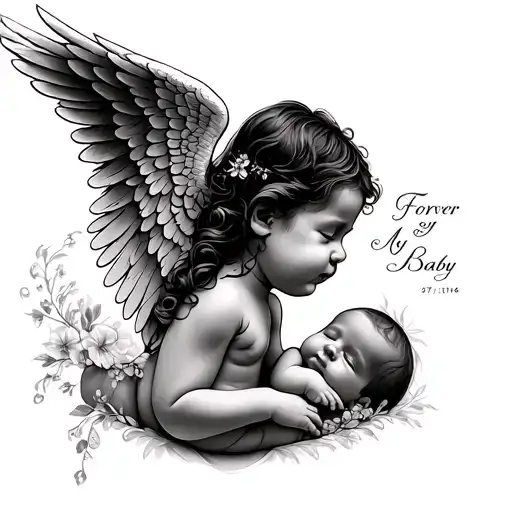 07/16/2023 forever my baby with angel wings tattoo design idea