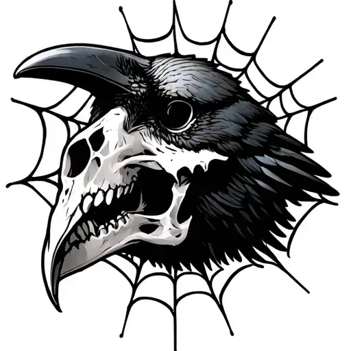 Raven skull at the top of a spiders web the skull should be facing head on, the web runs from the wrist to the elbow  tattoo design idea