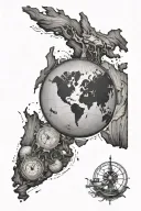 Globe idea, showing Philippines with maybe compass and beach tattoo design idea