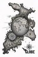 Globe idea, showing Philippines with maybe compass and beach tattoo design idea