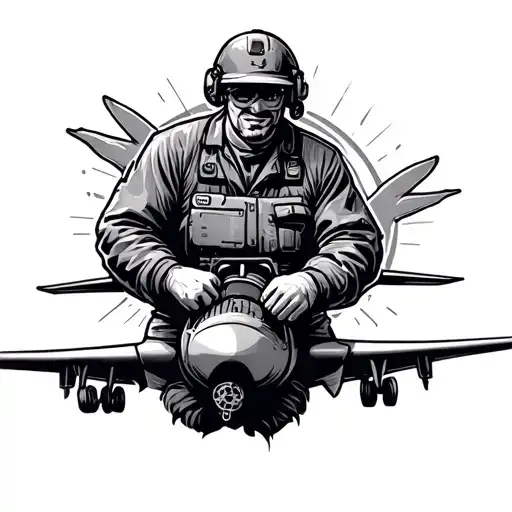 Aircraft mechanic working tattoo design idea
