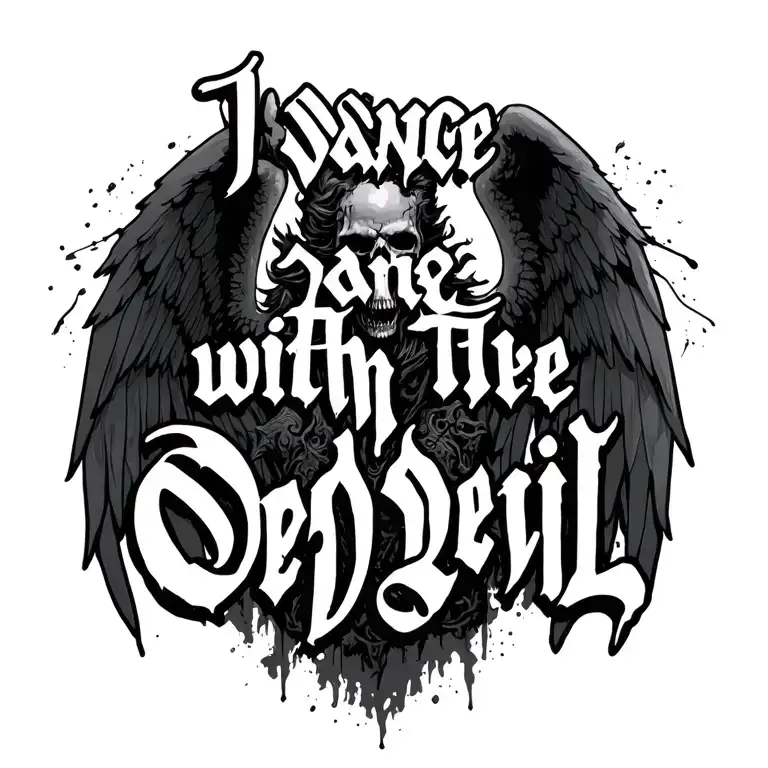 "I dance with the devil " death angel tattoo design idea