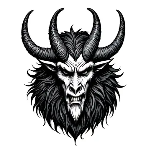  krampus head trad style only line work tattoo tattoo design idea